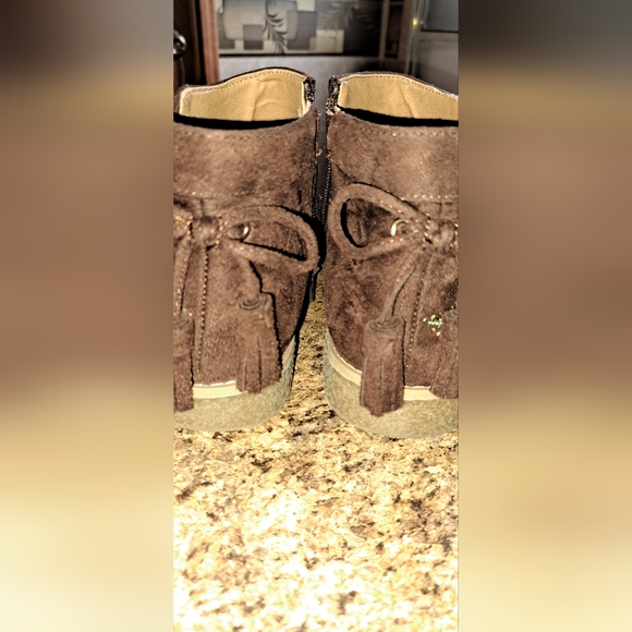 Ladies Comfort View Sienna 7WW Brown Faux Suede, Embroidered Ankle Boots - Picture 6 of 11